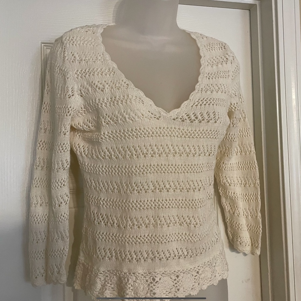 Vintage Villager White  Knitted Sweater,size M